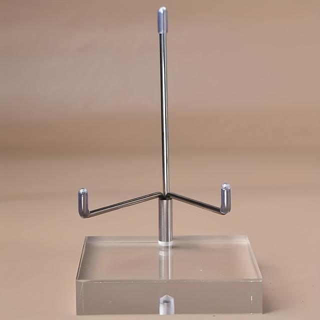 TEMU 1pc Textured Crystal Mineral Specimen Display Stand, Metal Rod Acrylic Base, Adjustable And Detachable, Home Decoration, Office Decoration, Gifts.
