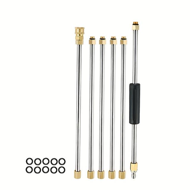 TEMU Car Wash Tools 16pcs High Pressure Washer Extension Wand, Replacement Spear, 82 Inch, 1/4 Inch Quick Connect, 4000 Psi, 10 O-rings, Without Battery