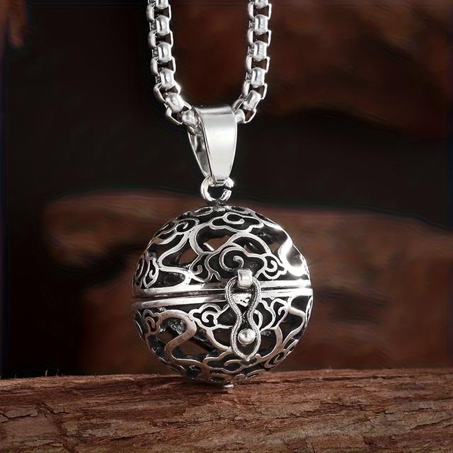 TEMU 1pc Elegant Boho-chic Copper Locket Necklace With Intricate Design - Vintage Pendant For Daily Wear & Gifting, Ideal Christmas Accessory