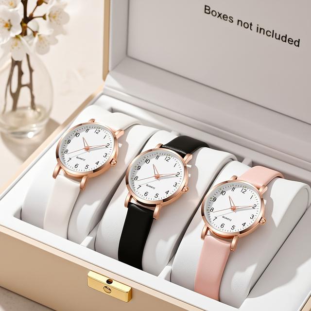 TEMU 3 Stück/Exquisite Niedliche Minimalistische Damen-Quarzuhren – Perfekt für Alle Anlässe, Ideales Geschenk für Alle Feiertage Besondere Gelegenheiten