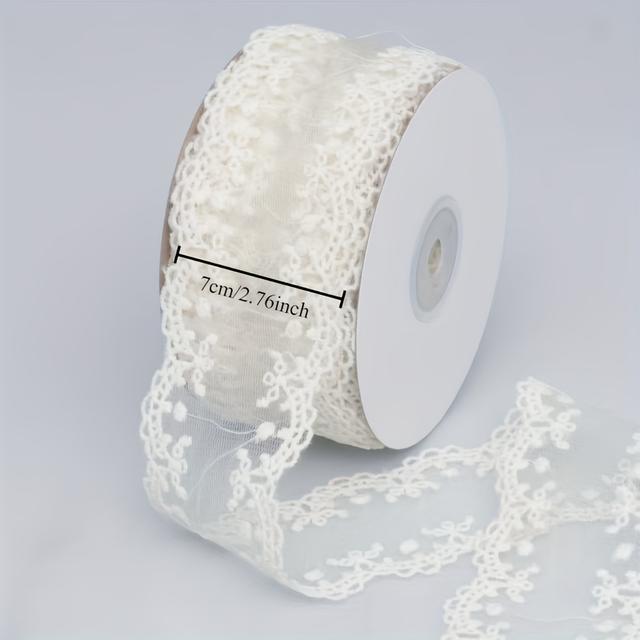 TEMU 200cm Embroidered Lace Ribbon, 4cm Wide Polyester Hollow-out Fabric For Diy Bows, Hair Accessories, Floral Packaging, Hats, Clothing Trim - Versatile For Christmas, Valentine's, Day, Graduation
