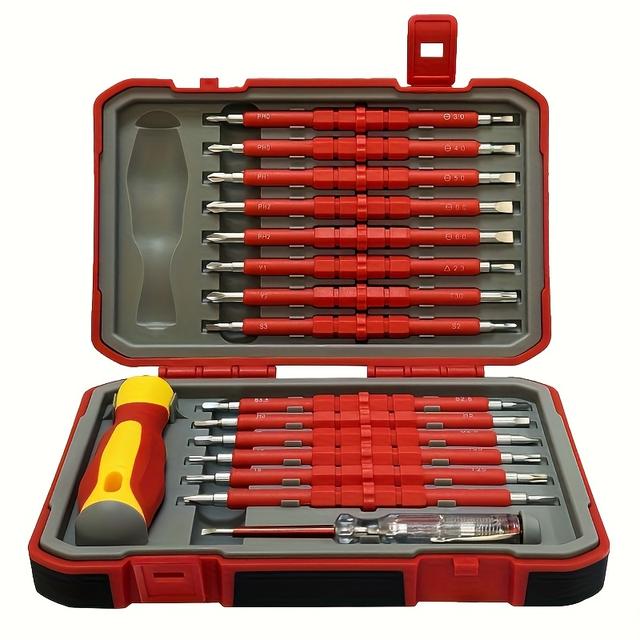 TEMU 29-in-1 Screwdriver Set, Ergonomic Grip, Rubberized Handle, Magnetic Screwdriver, For Home Improvement And Daily Use