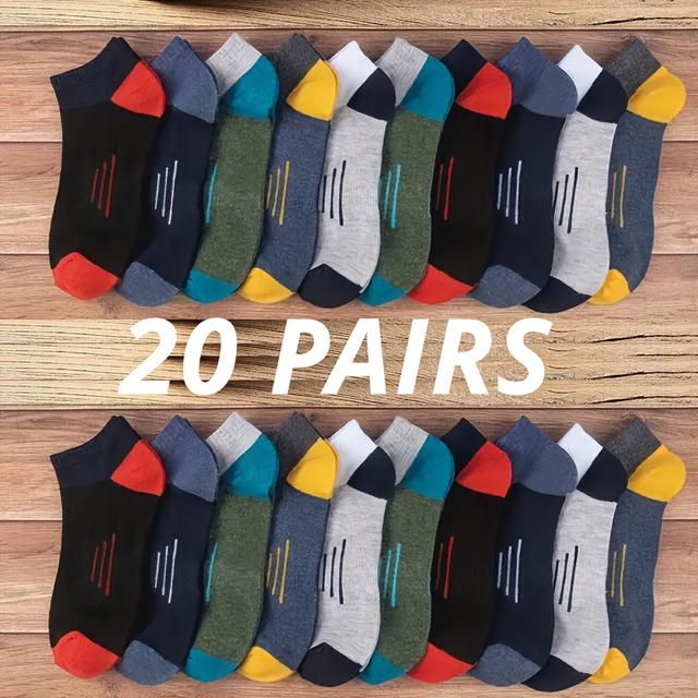 TEMU ถุงเท้าผู้ชาย 20 คู่ ถุงเท้าข้อสั้นบางสำหรับฤดูร้อน ถุงเท้าแฟชั่นสไตล์อินสตาแกรม ถุงเท้าไม่โชว์เรียบง่าย ถุงเท้าข้อสั้นสำหรับกีฬา