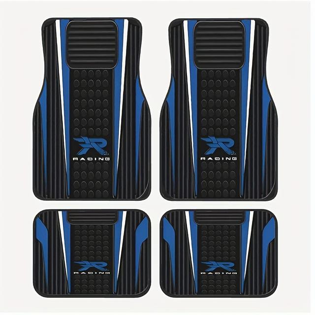 TEMU 2d Flat 4pcs Set - Pattern Universal Printed Car Floor Mats, Style, Absorbent, Non-slip, Washable, Fashionable Interior Protection For Cars, Suitable For Sedans, , Suvs, All , 2d Flat