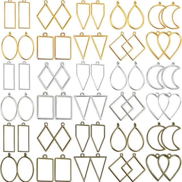 TEMU 60pcs Of Resin Hollow Frame Pendants - Supplies For Crafting Necklaces And Earrings