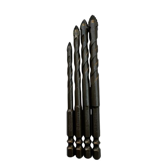 TEMU Juego de 4 Brocas de Carburio Eficientes y Resistentes al , Brocas Excéntricas Dentadas Cuadriláteras para Taladro de Azulejos Cerámicos, Cerámica, Vidrio, Mármol y Aleación de Acero Inoxidable