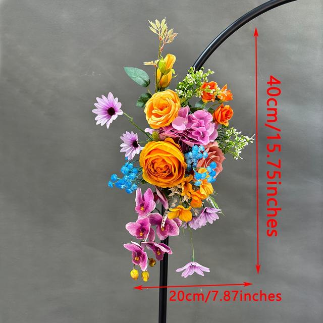 TEMU Blue 's Breath, Orange Roses, Happy Roses, Purple , And Orchids Create A Vibrant Scheme For Festive Party And Wedding Decorations