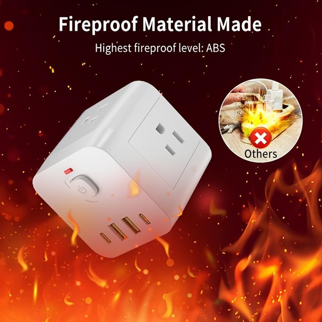 TEMU Cruise Ship Power Board With Plug, With Usb Slot, Socket Extender With Protector, Multi-plug Wall Socket With 4 Sockets, And Adapter For Easy Carrying