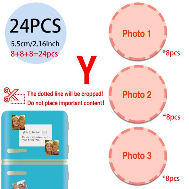 TEMU 24pcs Custom Photo Fridge Magnets With Personalized Logo/text/pictures - Pc Picture Frames Suitable For, Christmas, Mother's Day Gifts, Photo Albums & Refrigerator Display