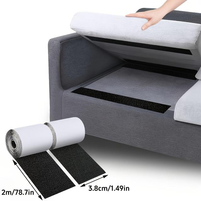 TEMU 2 Rolls Of Non-slip Sofa , 1.49 Inches X 6.56 Feet Heavy-duty Strip Fabric Adhesive, Prevents Sofa Cushions From Slipping, Suitable For Fabric, Outdoor , And Carpet Mats For Non-slip Fixing
