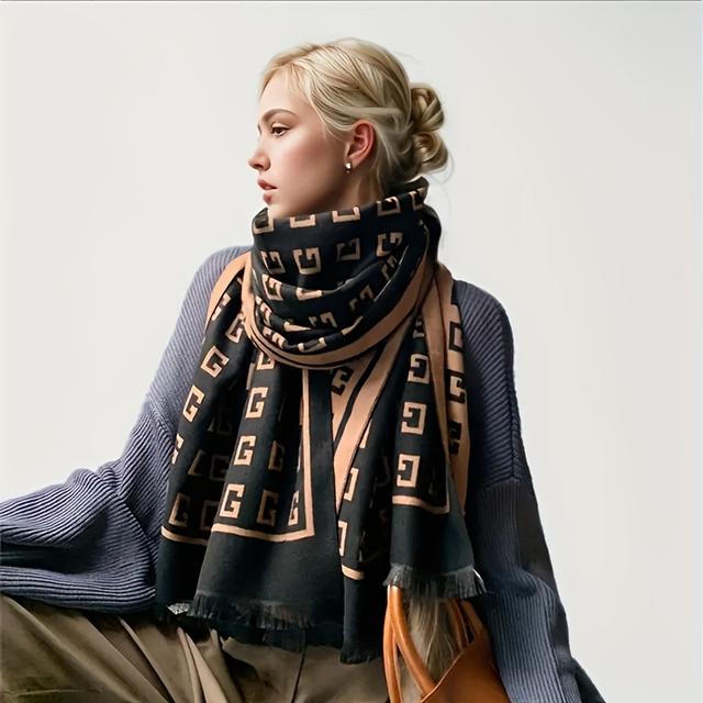 TEMU Exquisite Scarf, Ultra-long And Minimalist Shawl, Versatile Winter Neck Warmer, Office And Outdoor Use