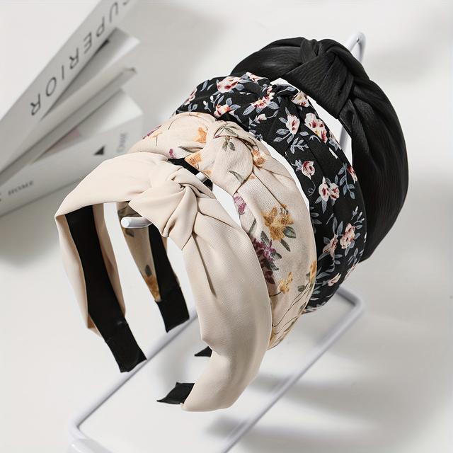 TEMU 4pcs Elegant Wide Brimmed Head Bands Trendy Non Slip Knotted Hair Hoops Stylish Hair Accessories For Women And Daily Use