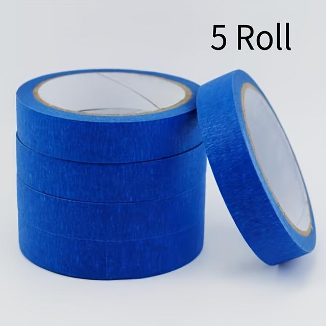 TEMU 5-roll Blue Painter's Tape, 2.01cm X 13m, Residue-free, Easy-, Suitable For Home, Office, School Diy Projects And Labeling