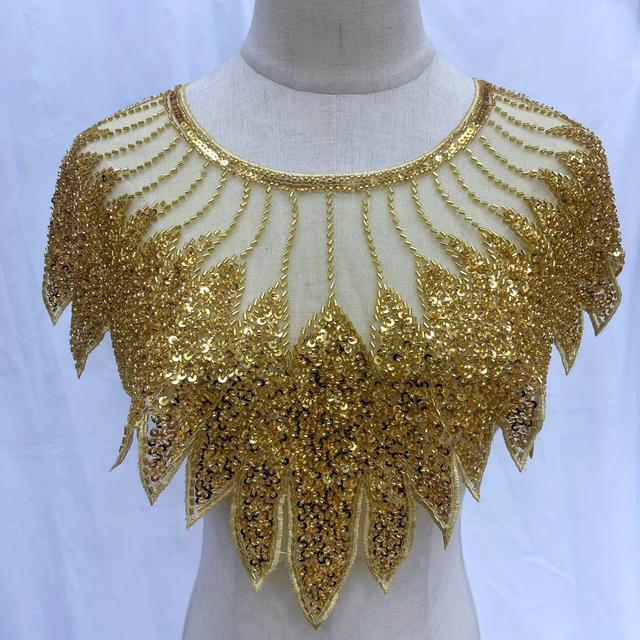 TEMU 1pc Luxurious Sequin & Beaded Mesh Applique - Multicolor Embroidery Patch For Diy Sewing, Knitting, Dresses & Crafts