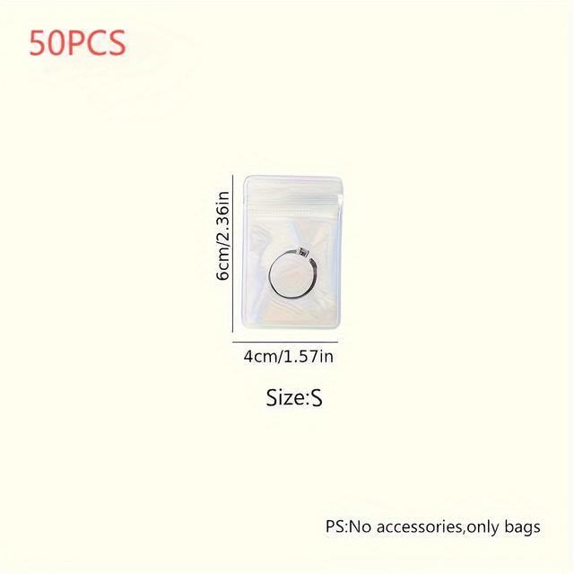 TEMU 50 حقيبة تخزين مجوهرات مضادة للأكسدة، حقائب مجوهرات محمولة شفافة للاستخدام المنزلي والسفر