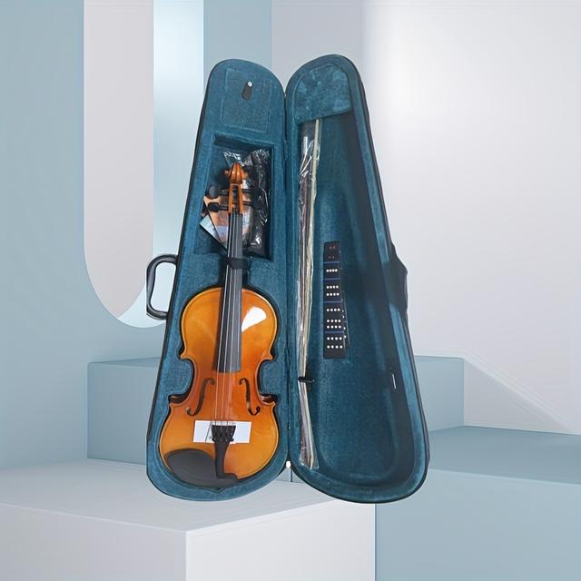TEMU Anfänger Violine für Erwachsene 4/4 mit Harfe - Komplettsatz mit Bogen, Stimmgerät, Ersatzsaiten & Sattelstütze - Robuste Holzkonstruktion, Ergonomisches Design, Musikinstrument