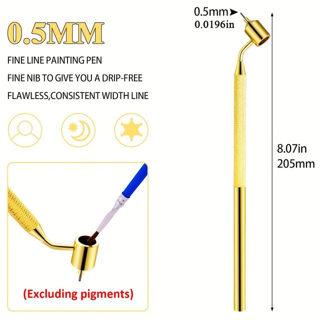 TEMU Fine Line Writer Paint Applicator Pen, Detailing Fine Painting Pen, Precision Touch Up Paint, 0.3mm/0.4mm/0.5mm/0.7mm Construction Slanting Tip, Rock Chips And Scratch Repair