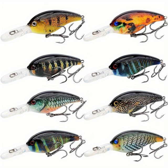 TEMU 8pcs Crankbait Lures - 3.5" Baits, Sinking For Carp & Sea Trolling, Abs