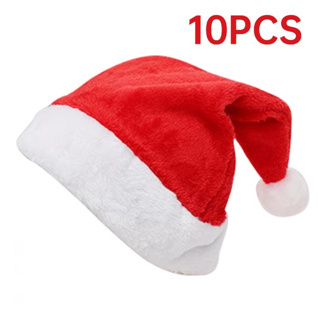 TEMU 10pcs SIAETIUR Chapeaux de Père Noël - Légers, ajustés, avec fermeture à cordon, bordure rouge et blanche pour décorations de Noël, poupées et célébrations festives, accessoires de Noël