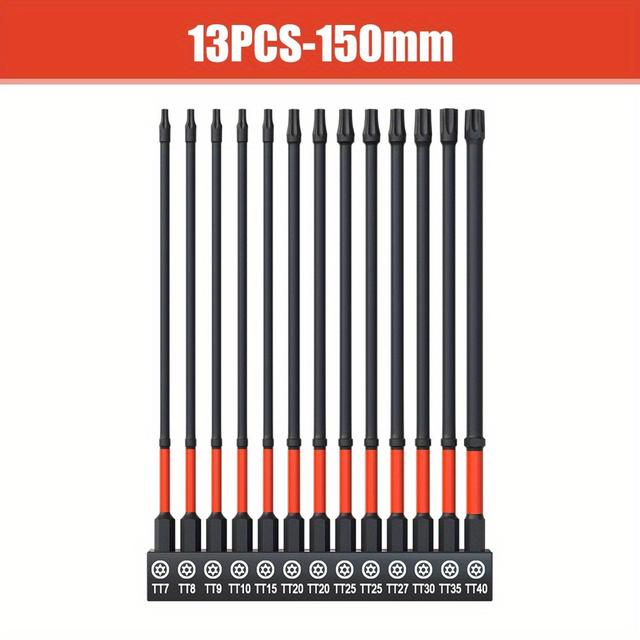 TEMU Set Of 13 Impact Torx Head Allen Wrench Drill Bits, Ranging From T7 To T40, Made Of S2 Steel With A Hex Shank, Including Metric Magnetic Screwdriver Bits