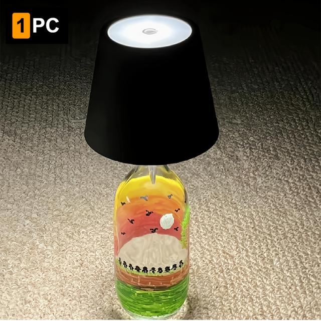 TEMU 1800mAh Újratölthető LED Lámpa | 3 Színmód, Érintéses Dimmer, USB-C Töltés, Modern Műanyag Pagoda Lámpabúra /Bár Dekorációhoz