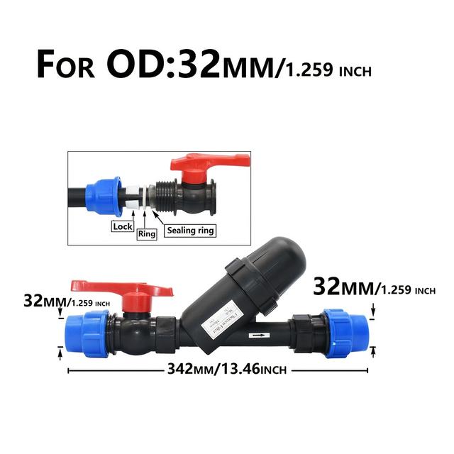 TEMU Filtr siatkowy 120 Mesh 25 mm 32 mm złączka szybkozłączna rura PE do rolnictwa szklarni ogrodu