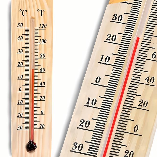 TEMU . Holzthermometer - Wandmontiert, Präzise Temperaturmessung, Langlebiges Holzmaterial, Keine Installation Erforderlich