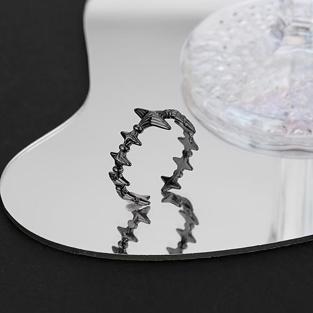 TEMU Vintage Ciemny Minimalistyczny Niszowy Nieregularny Otwarty Pierścionek, Wyszukany Geometryczny Uniwersalny Pierścionek dla Mężczyzn i Kobiet, Hip-Hopowy Otwarty Pierścionek