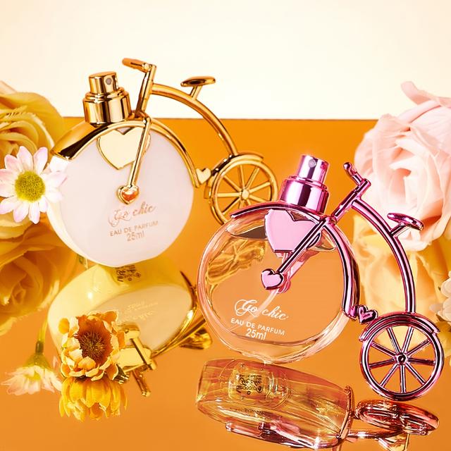 TEMU 2pcs Bike Styling Perfume Yellow+pink Fragrance Floral Fragrance Parfum Spray With Gift Box Package Lasting And Personal Perfume For Women *2