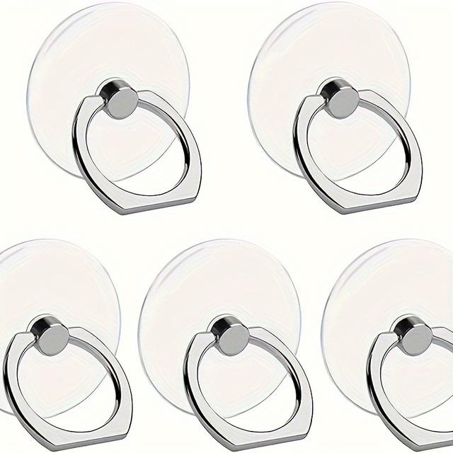 TEMU 5pcs Transparent 360° Rotating Phone Ring Holder, Lazy Acrylic Ring Stand Mixed Random Styles