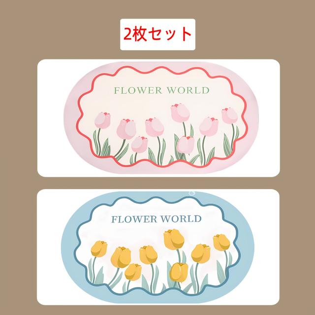 TEMU セット2枚入り - 滑り止めダイアトマイトバスルームマット、超吸収・速乾性、柔らかく快適、お手入れ簡単、浴室・シャワー・トイレ・キッチン・ランドリールーム・寝室・玄関ドア用マット