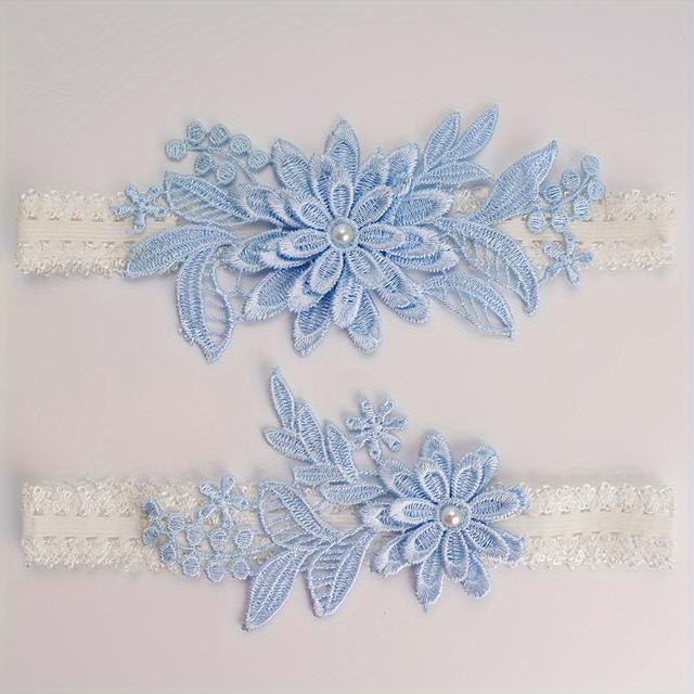 TEMU 2 ks Květinová Krajka Svatební Podvazek Sada Elastický Náramek na Nohu Romantický Svatební Dárek pro Něco