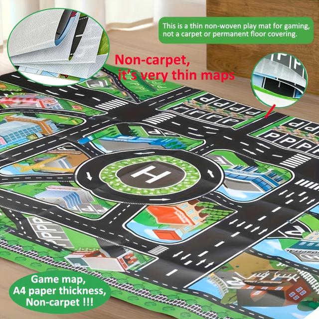 TEMU 1 قطعة، سجادة لعب حركة المدينة، لوحة ألعاب كبيرة، خريطة تفاعلية للأطفال، ديكور غرفة، هدية عيد الميلاد