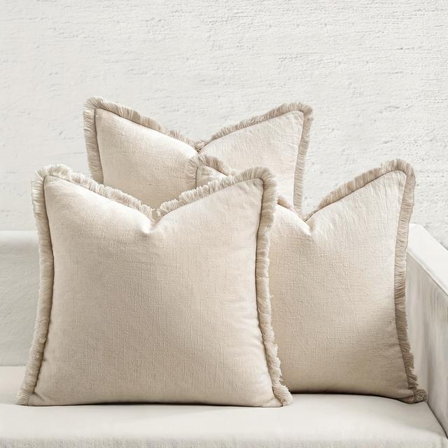 TEMU Collection Of 3 Unisex Fringe Decorative Pillow Covers, Featuring A Bohemian Farmhouse Design, Suitable For Beds, Sofas, And Living Room Decor