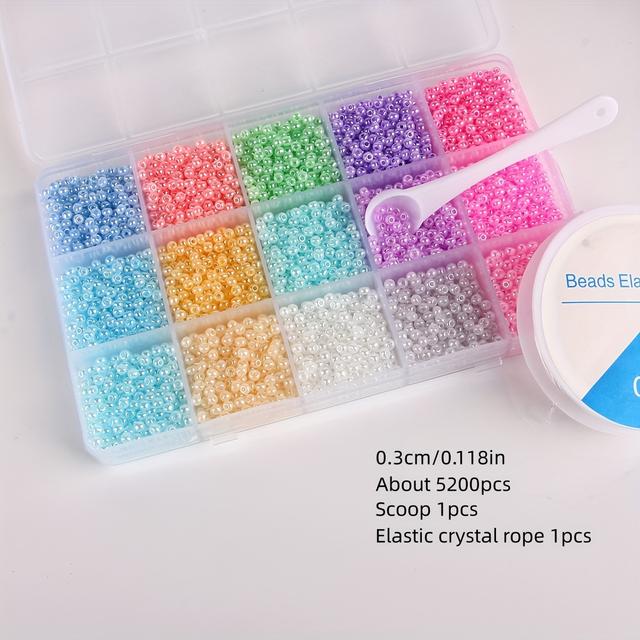 TEMU Leuchtende Glasperlen in 15 Farben, 2mm & 3mm - Perfekt für DIY-Schmuckherstellung, Mode-Armbänder, Halsketten, Ringe & Bastelarbeiten