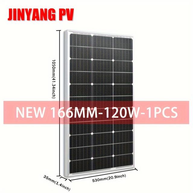 TEMU 120w Rigid Glass Solar Panel 18v Monocrystalline Solar Cell 12bb 30mm Aluminum Frame