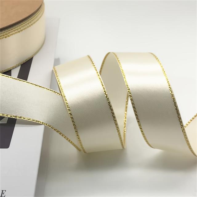 TEMU 1pc, 5 Meters Long, Gold- Double-sided Polyester Satin Ribbon, Used For Decorating Wedding Gift Boxes And Bouquets, Christmas Decorative Ribbon, Craft Decoration Ribbon For Bows