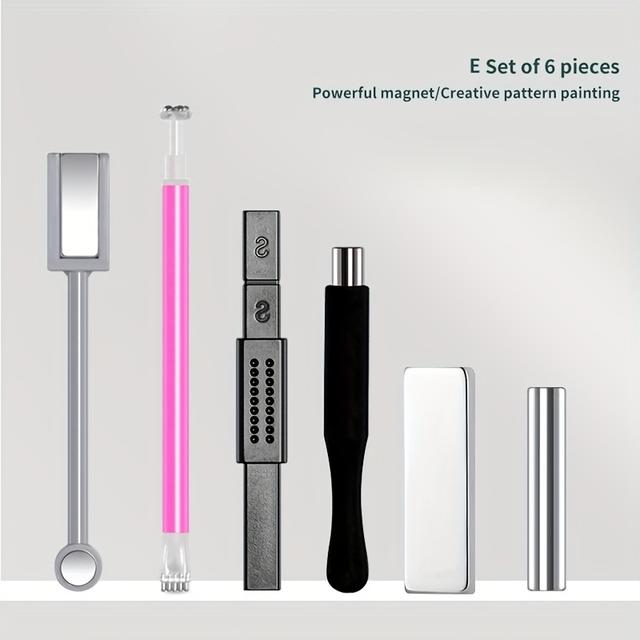 TEMU 8 stk/6 stk/4 stk Nail Art Magnet Neglelakk Cat Eye Lim Magnet Sylindrisk Magnetstang Sterk Magnetmønster Trykkmagnet