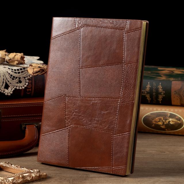 TEMU دفتر ملاحظات A5 بتصميم قديم من QS مع حواف مطلية بالذهب وحواف بخارية مصنوعة يدويًا - بطانة تنفيذية، دفتر مفكرات احترافي لاتخاذ القرارات للمحترفين، المكتب، أو الاستخدام المنزلي، دفاتر ملاحظات