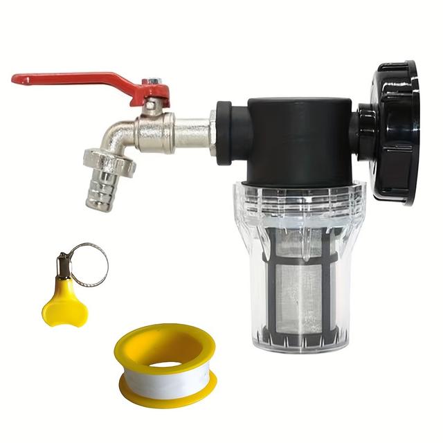 TEMU 1pc Connecteur de Réservoir IBC en - 1000L, Adaptateur de Tuyau S60X6 à 16.8mm Filtre 80 Irrigation de Extérieur & de Pluie