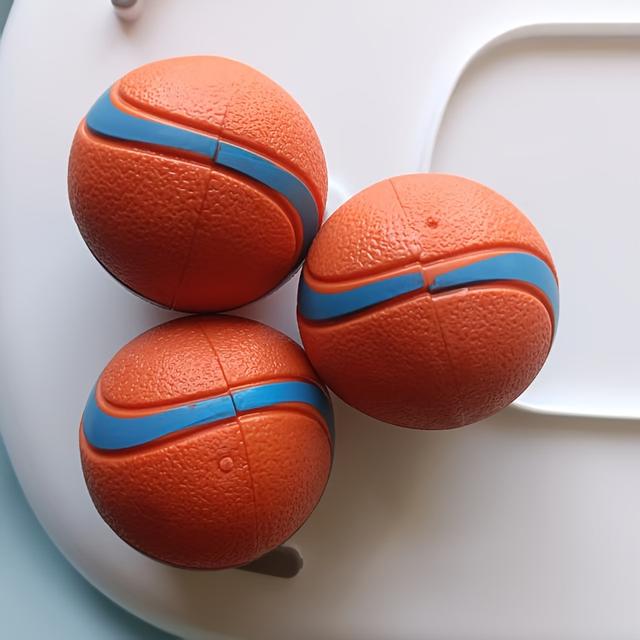 TEMU 3pcs Durable Rubber Chewing Balls For Dogs - Interactive Toys With , Teeth Cleaning & Fun, Assorted Colors, Medium-sized, No Batteries Needed, Ideal For Medium Breeds