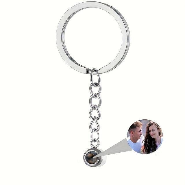 TEMU Custom Couple Photo Projection Keychain – Classic Personalized Graduation Picture Keyring, Stainless Steel, Ideal Gift For Students, Teachers, Day, Anniversaries & Birthdays, Graduation Gifts