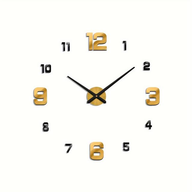 TEMU Large 3d Frameless Silent Wall Clock Kit For Home Decor, Ideal For Living Room, Dining Room, Bedroom, And Office (batteries Not Included)