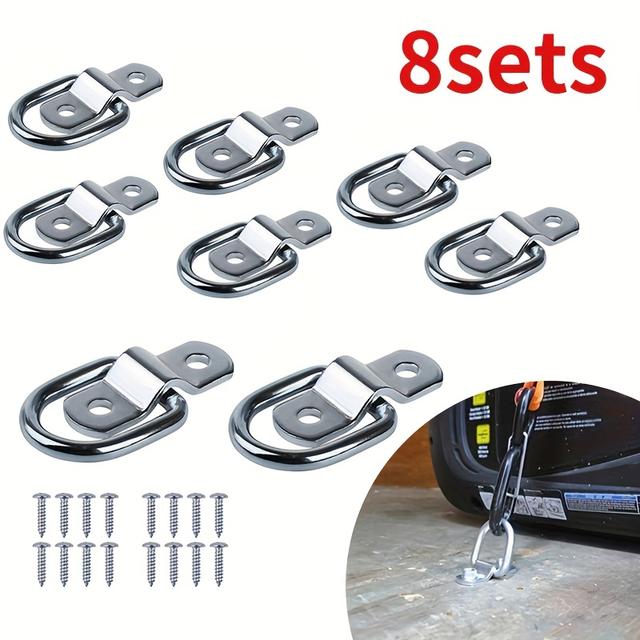 TEMU 8 Sets Of Heavy-duty Truck Bed Straps, Surface Mounting D-ring Fixed Clamp, Suitable For Rvs, Trucks, Boats, And Cargo Securing, Sturdy Structure, Truck Bed Accessories, Auto Fastener Clamp