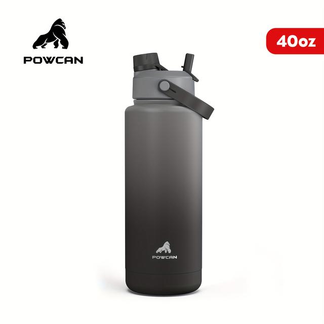 TEMU زجاجة مياه رياضية POWCAN بلون متدرج سعة 40 أونصة (منزل مطبخ)