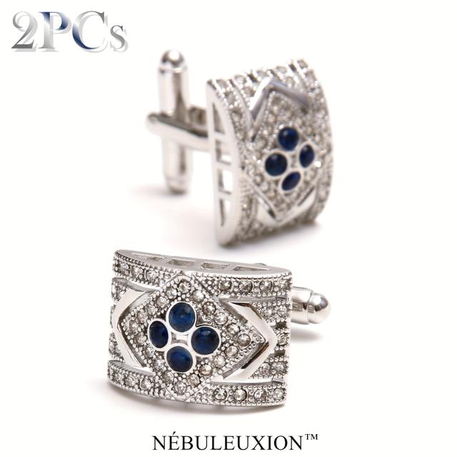 TEMU 2pcs Nébuleuxion Arc Surface Cufflinks Set With Rhinestones And Zirconias | Cufflinks | Cufflinks For Wedding/banquet/ceremony/business