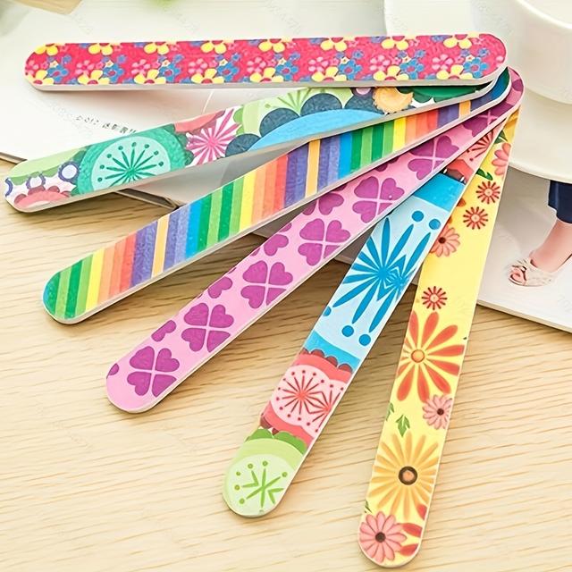 TEMU 6 Double-sided Colored Floral Pattern Polishing For Nail Files For Nails And For Nail Art