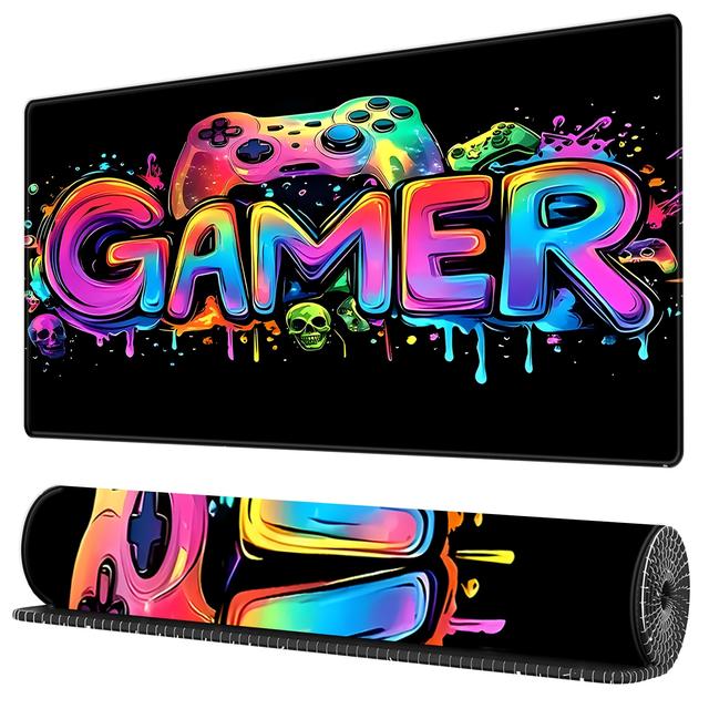 TEMU Bhjlaxr Large Gaming Mouse Pad - Non-slip, Washable Desk Mat With Stitched Edges For Computer, Extended Keyboard And Mousepad, Durable Office Accessory