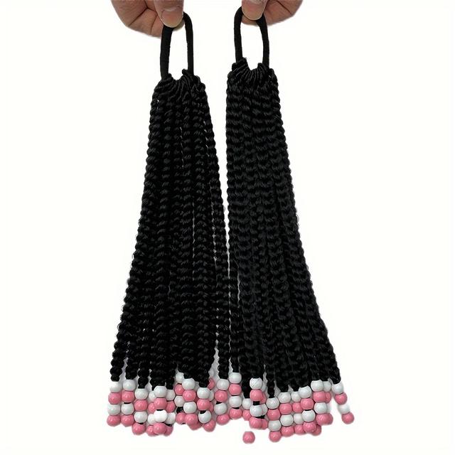 TEMU 2 قطعة شعر صناعي مجعد قابل للفصل بخرز وضفائر كروشيه 10 بوصة، إكسسوارات شعر للاستخدام في الحفلات والكوسبلاي، ملحقات تصوير جذابة