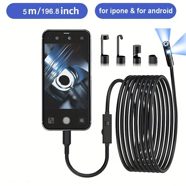 TEMU Endoscope à Double Lentille Illuminé avec 8 LED Réglables, Compatible , iPhone et iPad
